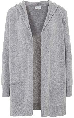 Milano Italy Offene Strickjacke mit Kapuze und Taschen Damen Ohne Ausschnitt Langarm Basic Strickjacke Modisch gerade meliert Rippbündchen