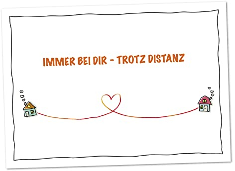 XXL Karte Trotz Distanz immer bei Dir - süße Postkarte für Paare in Fernbeziehung, Vermisse Dich Karte, Grußkarte für die Liebsten an anderen Orten, Denke an Dich, in Gedanken zusammen (DIN A4)