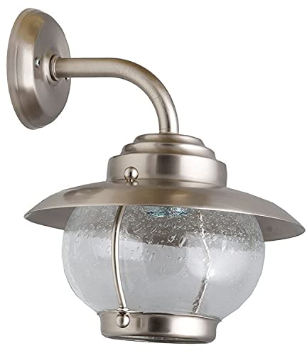Wand Leuchte Messing Glas rostfrei maritimes Design in Nickel Außen Lampe Laterne Hof Balkon Haus