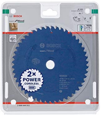 Bosch Professional 1x Kreissägeblatt Expert for Wood (Holz, Sägeblatt Ø 184 x 20 x 1,6 mm, 48 Zähne, Zubehör Akku Kreissäge)