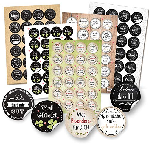 Logbuch-Verlag Aufkleber SET schwarz weiß grün Sprücheaufkleber Viel Glück Danke Motivation Geschenkaufkleber Mix Verzierung Verpackung