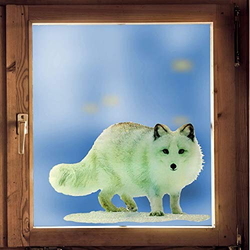 alles-meine.de GmbH großer Fenstersticker - Motivwahl 3D Glitzer & Glimmer - Fuchs/Wolf - im Winter - Weihnachten wiederverwendbar + selbstklebend/Fensterbilder - Motivwa..