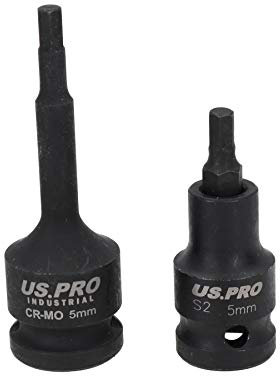M5 5mm Short (53mm) + Long (78mm) Impacted Hex Allen Key Sockets 1/2 Drive