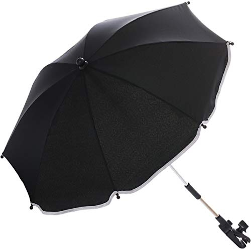 Fillikid Sonnenschirm für Kinderwagen Buggy und Jogger mit UV SCHUTZ (50) Baby Kind Schirm (Black)