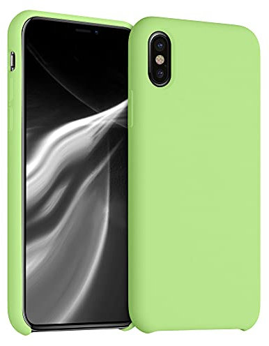 kwmobile Hülle kompatibel mit Apple iPhone X Hülle - Silikon Handy Case - Handyhülle weiche Oberfläche - kabelloses Laden - Grüne Tomate