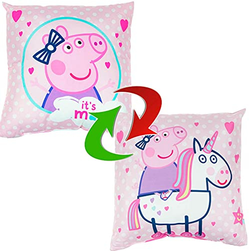 Coussin Peppa Pig - Licorne - Blanc et Rose