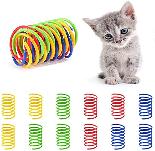 40 Stücke Katze Frühling Spielzeug, Kunststoff Spiralfedern, Neuheit Haustiere Spielzeug, Buntes kreatives Kunststoff Spiralfedern Spirale für Katzenbisse,Jagd, Spiel mit dem Besitzer