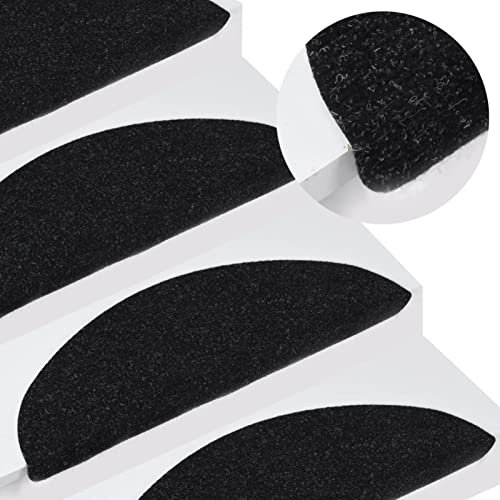 Tidyard 15 STK. Stufenmatten Selbstklebend Treppenmatten Matten Treppen-Teppich Bodenteppich Nadelfilz 56x20 cm Schwarz