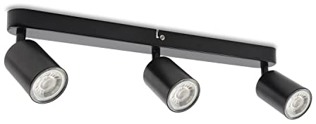 da LIGHT LED Deckenlampe 3-flammig, Dreh und Schwenkbar Deckenstrahler Spotleuchte Wandspot 45CM, GU10 (ohne Leuchenmittel) Retro/Vintage Deckenleuchte 230V Schwarz für Wohnzimmer Schlafzimmer Küchen