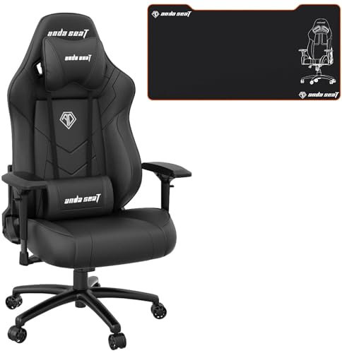 Anda Seat Dark Demon Pro Gaming Chair Black and Mouse Pad – Premium Desk Ergonomic Office Chair Leather with Neck and Lumbar Support, Rubber Base Mousepad with Micro-Textured Cloth