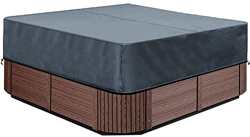 Hochwertige Whirlpool-Abdeckung, 200x200x30cm, quadratischer Allwetter-Garten-Whirlpool-Abdeckung aus 600D Oxford, Protector-Spa Wasserdicht, Staubdicht, UV-geschützt, Winddicht, Grau.