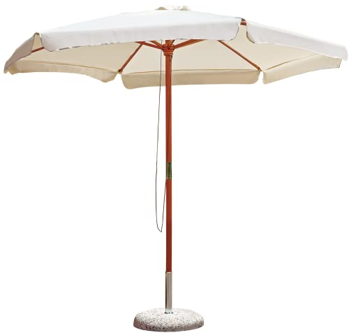 Gruppo Maruccia - Sonnenschirm für den Garten, 2,85 m, zentraler Pfosten - Gestell aus Holz - wasserabweisende Plane Ecru, ekrü, 3 Metri