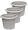 Garronda Pot de Fleurs Plastique Pot Rond pour Fleurs et Plantes GD-0022 (3 Pièces Gris, ⌀ 23cm H 16,5cm)