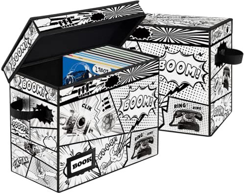 YNSZAS Comic-Aufbewahrungsbox, Cartoon-Rakete, 40,1 x 19,8 x 30 cm, zusammenklappbar, für 160-180 Comic-Bücher, 2 Stück