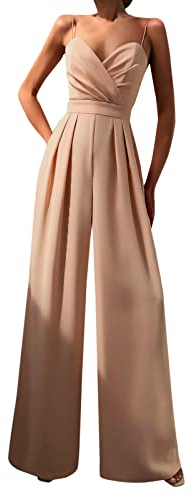 Overall Damen Elegant Festlich,Jumpsuit Mit Volant,Jumpsuit Zweifarbig,Jumpsuit Baumwolle,Jumpsuit Altrosa,Günstige Arbeitshosen,Gefütterte Arbeitshose