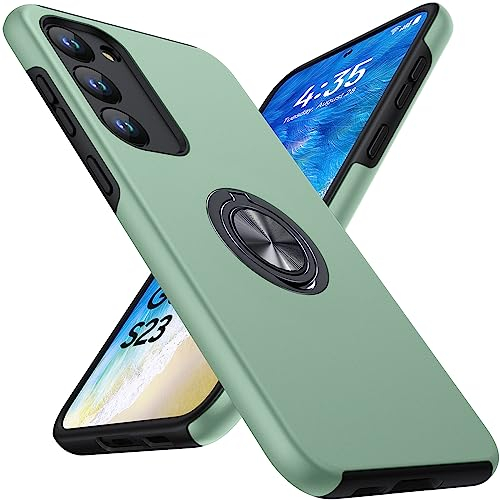KOVASIA für Samsung Galaxy S23 Hülle mit 360°Magnetischer Drehbarer Ständer,Militärischer Schutz Handyhülle für Samsung S23,Stoßfest Schutzecken Erhöhter Kantenschutz S23 Hülle,Hellgrün