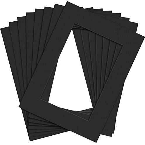 Anhow 8er Passepartout, Passepartout Karton 15x20 cm Innen für Bilder, Fotos, Kunstdrucken - Schwarz/ 1,5 mm