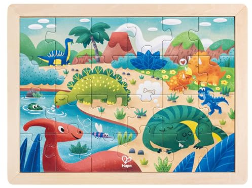 Dino-Puzzle, 24 Teile, inklusive Holzrahmen und Malvorlage
