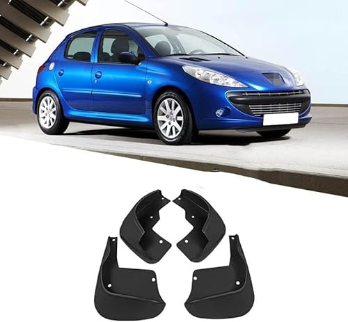 LUMZAG 4 Stücke Auto Schmutzfänger für Peugeot 206 1998-2012, Auto Kotflügel Vorne und Hinten Spritzschutz Protection Zubehör