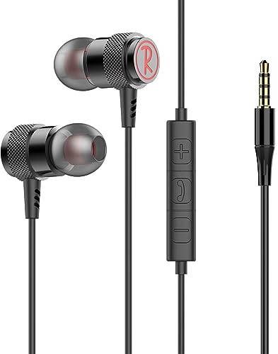 Cuffie in-ear con cavo, auricolari magnetici con microfono, memory foam per cancellazione del rumore, suono stereo e HiFi, 3,5 mm, compatibili con Samsung Galaxy, iPhone, smartphone, lettori MP4 ecc