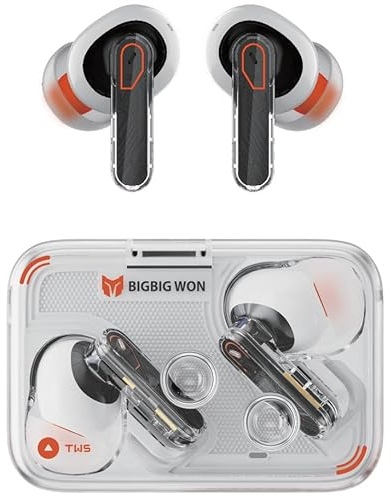 BIGBIG Won True Wireless Bluetooth Kopfhörer, Leichtes Transparentes Design, Aktive Geräuschunterdrückung Bluetooth 5.3 In-Ear-Kopfhörer, Wasserbeständig, 25H Hören, Gaming/Musik Dual-Mode - Weiße