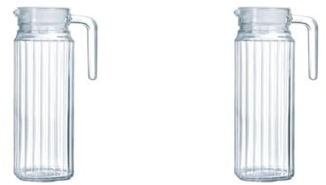 Luminarc ARC 70361 Quadro Krug, Kühlschrankkrug mit Deckel, 1.1 Liter, Glas, transparent, 1 Stück (Packung mit 2)