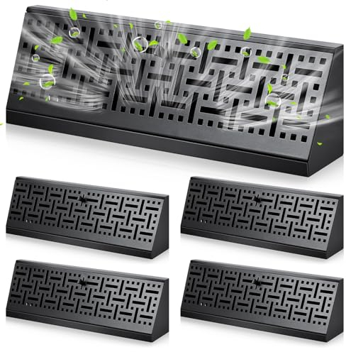Landhoow 4 Pcs Baseboard Diffuser Register (Duct Opening Size), Vent Covers for Home Floor Wall Baseboard Vent Covers Supply Floor Baseboard Diffuser (Black,15 Inch)
