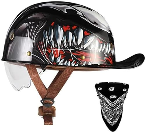 Moto Casquette De Baseball Casque Demi Vintage Casque Jet Demi Coque ECE Homologué Mobylette Bols Casque Street Cruiser Jet Style Casque pour Hommes Femmes Fashion