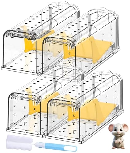 Lebendfalle für Maus Mausefalle Lebend 4er Set: Hochsensibel Mäusefalle mit 66 Luftlöchern, Robustem und Langlebigem,Sicher und Effektiv, Einfach zu Bedienen, Wiederverwendbare Mäusefallen fürs Haus