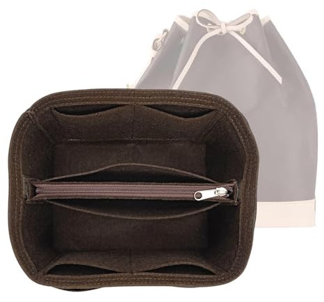 LOUKAYCCI Geldbörsen-Organizer-Einsatz für LV Noe NM Beuteltaschen, Tragetasche mit Reißverschluss-Einsatz (Braun, Medium)