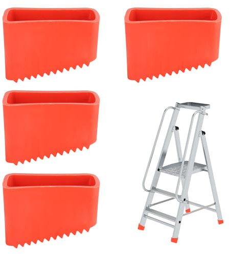 RUCUDIM Piedini universali in gomma per scale, 4 pezzi, di ricambio per scale, universali, resistenti all'usura, per scale per lavoratori, scale pieghevoli (rosso)