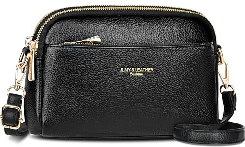 Faneam Kleine Umhängetasche Damen PU Leder Crossbody Bag Damen Klein Handy Umhängetasche Handtaschen Damen Klein mit Verstellbar Abnehmbar Schultergurt für täglichen Gebrauch (Schwarz)