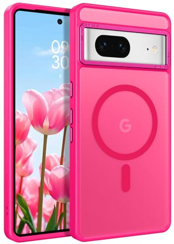 YINLAI for Google Pixel 7 Magnetic Case [Compatible with Magsafe] Support Wireless Charging Slim Full Shockproof Case for Google Pixel 7, Hot Pink
