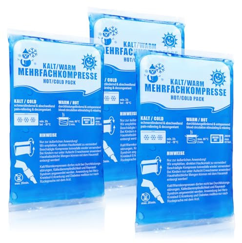Robin Goods® 3X compresas 16 x 9 cm - Reutilizables, Calientes y frías, aptas para microondas - Almohadilla fría y térmica para Primeros Auxilios, Lesiones Deportivas y Alivio del Dolor