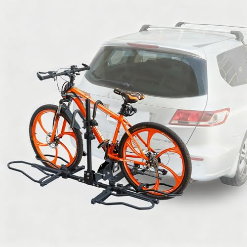 Bike Rack Hitch, 2 Bike Rack for Hitch, Hitch Mount Bike Rack for Car SUV Truck, 160 lbs Capacity, Foldable Tilt-Away Trailer Hitch Bike Rack for E-Bikes and Fat Tire Bikes, Fits 2 Receiver