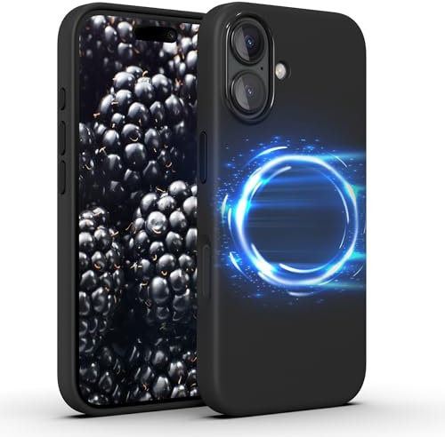 GLYXOR Custodia premium per iPhone 16 nero opaco in silicone, compatibile con MagSafe, 4 strati protettivi, custodia magnetica sottile, resistente agli urti e ai graffi per Apple iPhone 16 (slim case)