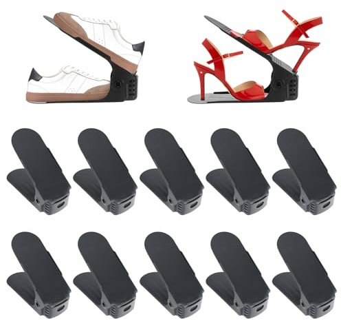 Luziyun 10pcs Organizador Zapatos Altura Ajustable Organizador Zapatos Armario Shoe Organizer Ahorro Espacio Material PP Antideslizantes Zapatero Simple Zapateras Para Guardar Zapatos Ranuras Zapatos