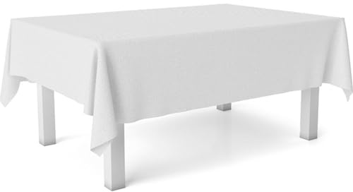 ECOMMERC3 Fleckabweisende Tischdecke für rechteckigen Tisch, Größe 300x140 cm | Schmutzabweisende Tischdecke, extra weich und wasserdicht, Weiss, Weiß