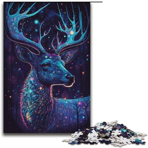 1000-teiliges Puzzle „Magischer Hirsch“, Puzzle für Teenager, Papppuzzle, tolles Geschenk für Erwachsene (Größe 38 x 26 cm)