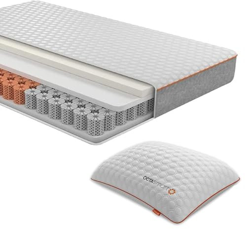 OCTASLEEP Smart Plus Matratze 180x200 + Smart Kissen – Matratze mit flexiblen Federn aus Memory Foam – 3 Zonen für ideale Unterstützung – atmungsaktiv und kühlend