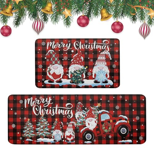 2 Stück Weihnachten Türmatte, Fußmatte Weihnachten Schmutzfangmatte Weihnachtens Eingang Türmatte Rutschfest Eingang Teppich Weihnachtens dekorative Fußmatte für Innen Außen, 2 Größe (Style-B)