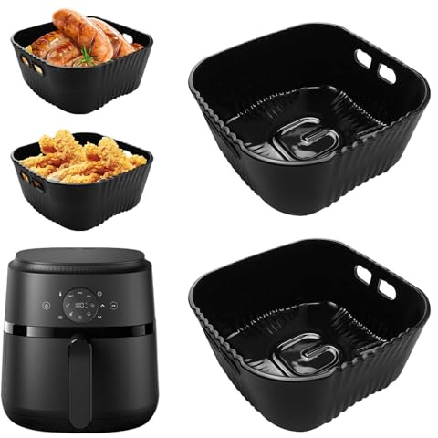 20CM Molde Silicona Freidora de Aire para Aigostar 4L, Philips 2000-Serie 4,2L (NA229/00), Russell Hobbs 4l, 2 piezas Accesorios Freidora de Aire sin Aceite, Reutilizable Moldes Silicona Air Fryer