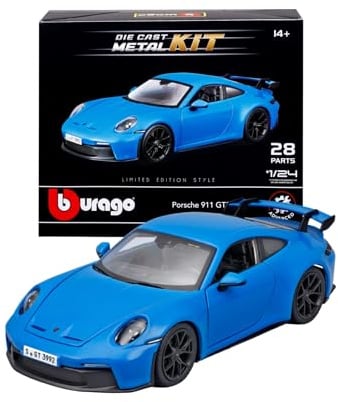 Bburago - Modellbyggsats Porsche 911 GT3, Bilbyggsats Skala 1:24, Detaljerad Replika att Montera med 28 Delar, Officiell Porsche-Licens, Rekommenderad Ålder 14+ År