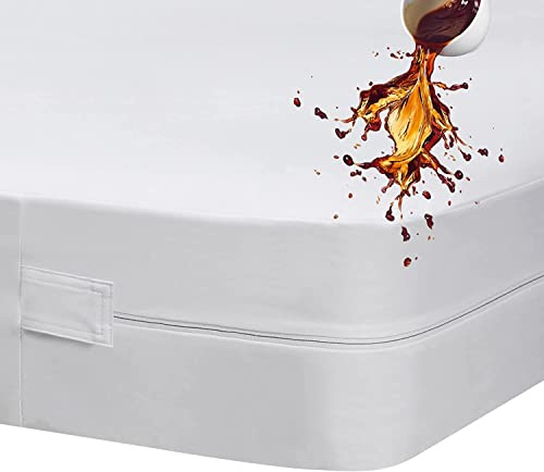 Coprimaterasso impermeabile con cerniera, antiacaro e anallergico, lavabile, traspirante e assorbente, adatto per materassi fino a 30 cm (180 x 200 + 30 cm)