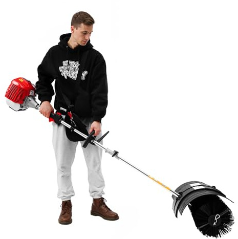 52cc Benzin Kehrmaschine, 2-Takt Akku Kehrmaschine, 5500-8500 rpm Akku Schneefräse, Manuelle Handkehrmaschine Draußen, Motorbesen Kehrbesen Motorsense, Handheld Sweeper Spray Molding zur Reinigung von