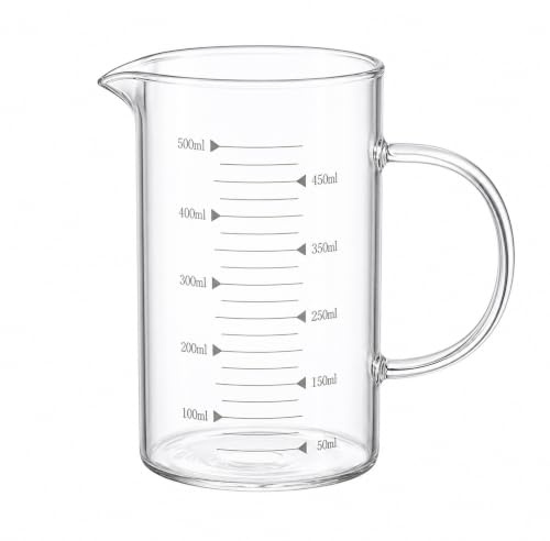 500ml Measuring Jugs, l/2 Clear Glass Measuring Jug, Heat Cold Resistant Borosilicate Glass Jugs Measuring for Baking, Cooking, Kitchen, Microwave Safe
