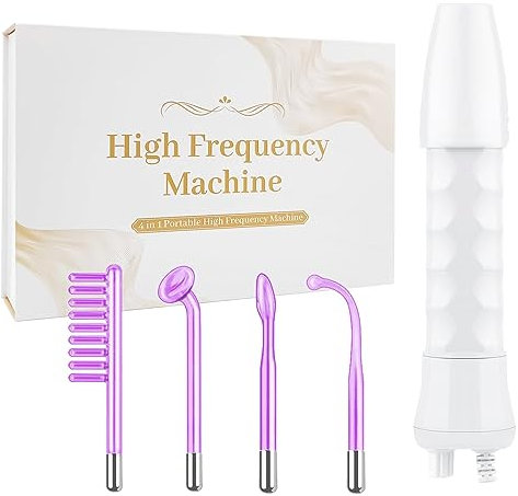 High Frequency Facial Wand,Portable Handheld High-Frequency Facial with 4 Argon Sticks - Violet (4 Violet Tubes)