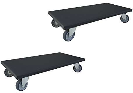 FOXCUP 2 Stück Transportroller, 200 kg Tragfähigkeit, 300x600 mm, Gummiräder, Schwarz, Versatile, Rubber-Wheeled Handwagen