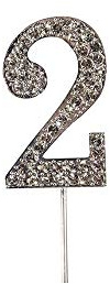 Cake Star Diamante Silver Cake Number, Sparkling Number on Strong Metal Wire, Baking Decorations for Birthday or Anniversary, Give Cakes a Personal Touch - Clear 2