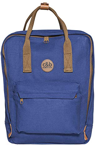 cecilia&bens Canvas Rucksack Damen Herren Schulrucksack Notebook bis 14 Zoll und A4 Blöcke, Farbe:blau